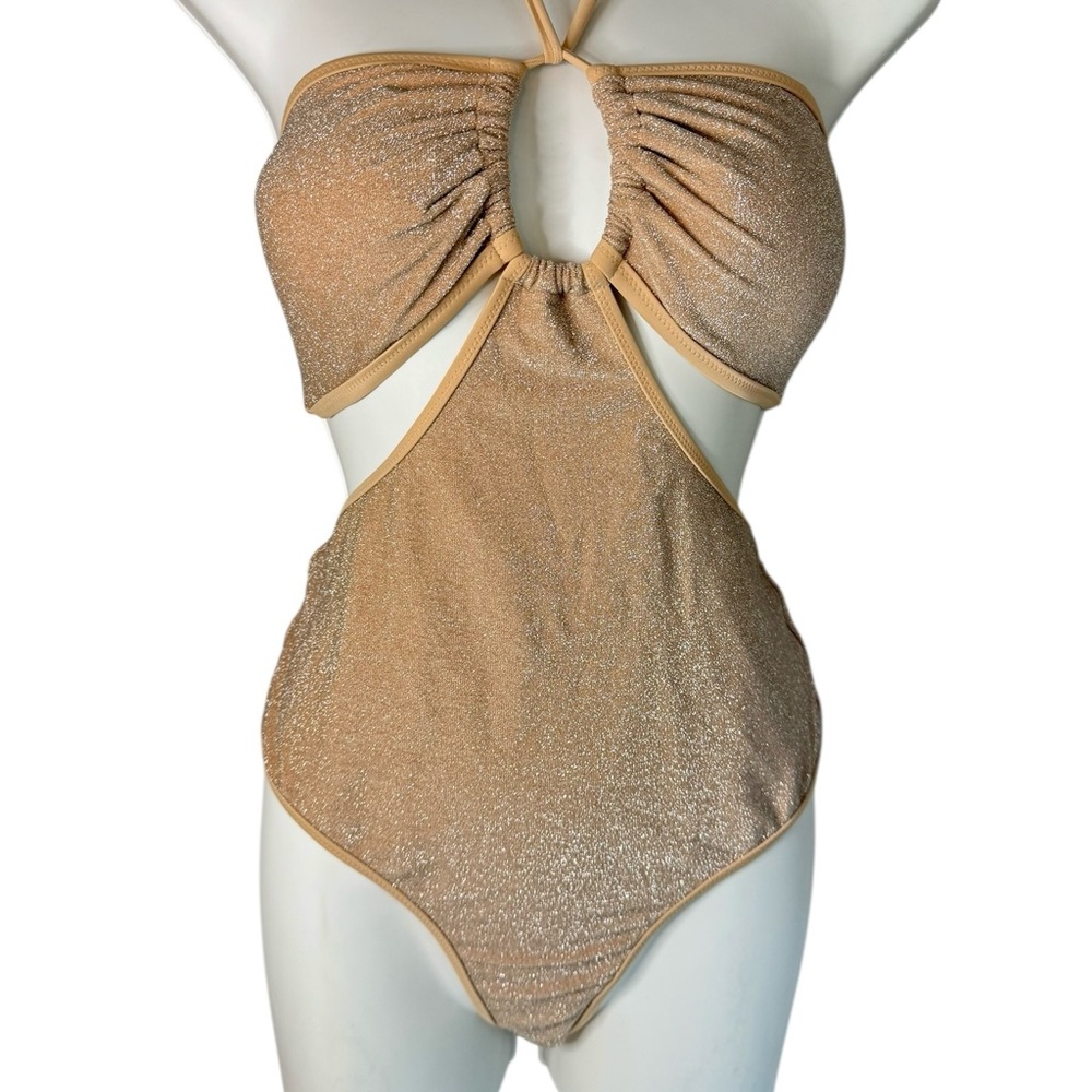 AERIE Sexy Flirty Resort Vacation Tropical Halter Cutout One Piece Swimsuit